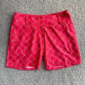 Adidas Orange Red Diamond Pattern Mid Rise 7" Athletic Tennis Golf Shorts Size 2